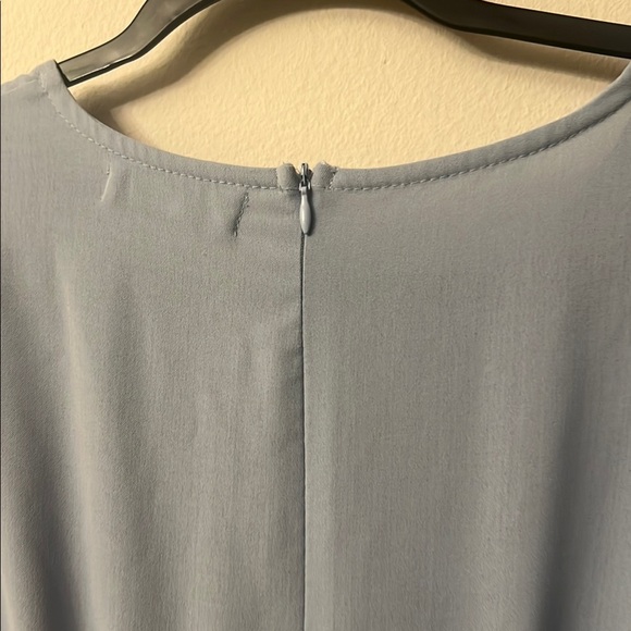 Gray Ruched Midi Sundress with Flutter Sleeves - Picture 13 of 14